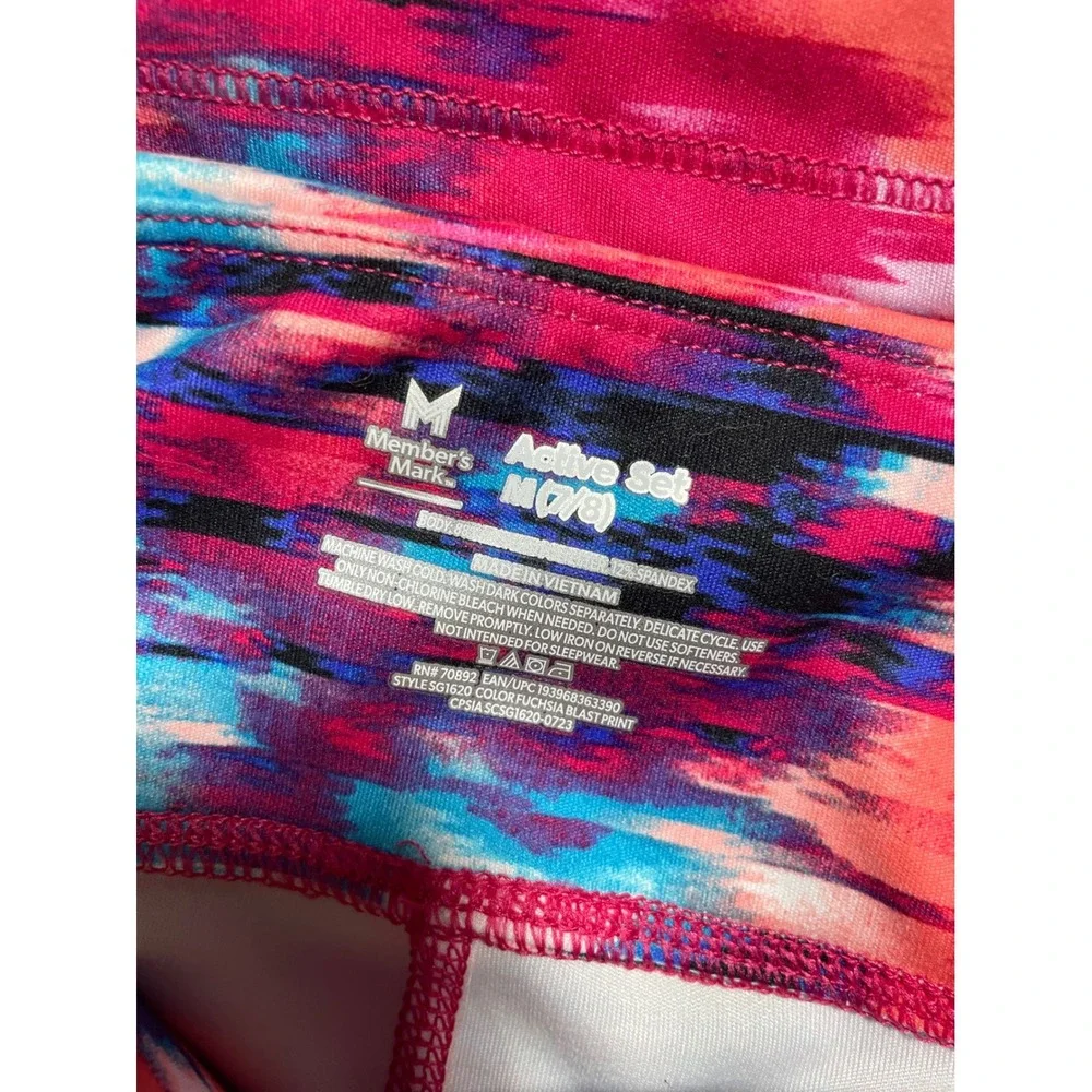 Member's Mark Active Set Kids M 7/8 Pink Blue Fuchsia Blast Shorts Sports Top